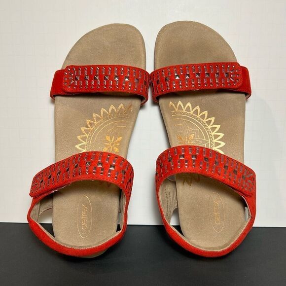 Womens AETREX Maria Red Adjustable Sandals / Size 9-9.5 - Picture 5 of 8